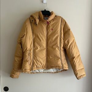 Wild Roses Sand colored Women's Down Puffer Jacket.